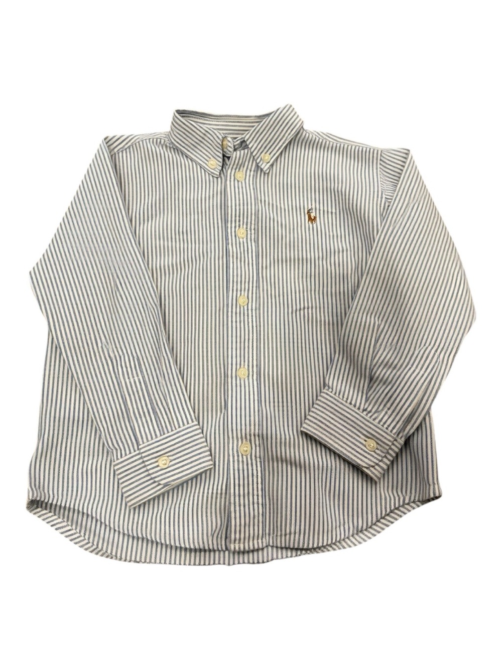 Ralph Lauren Blue and White Striped Button-Down Shirt